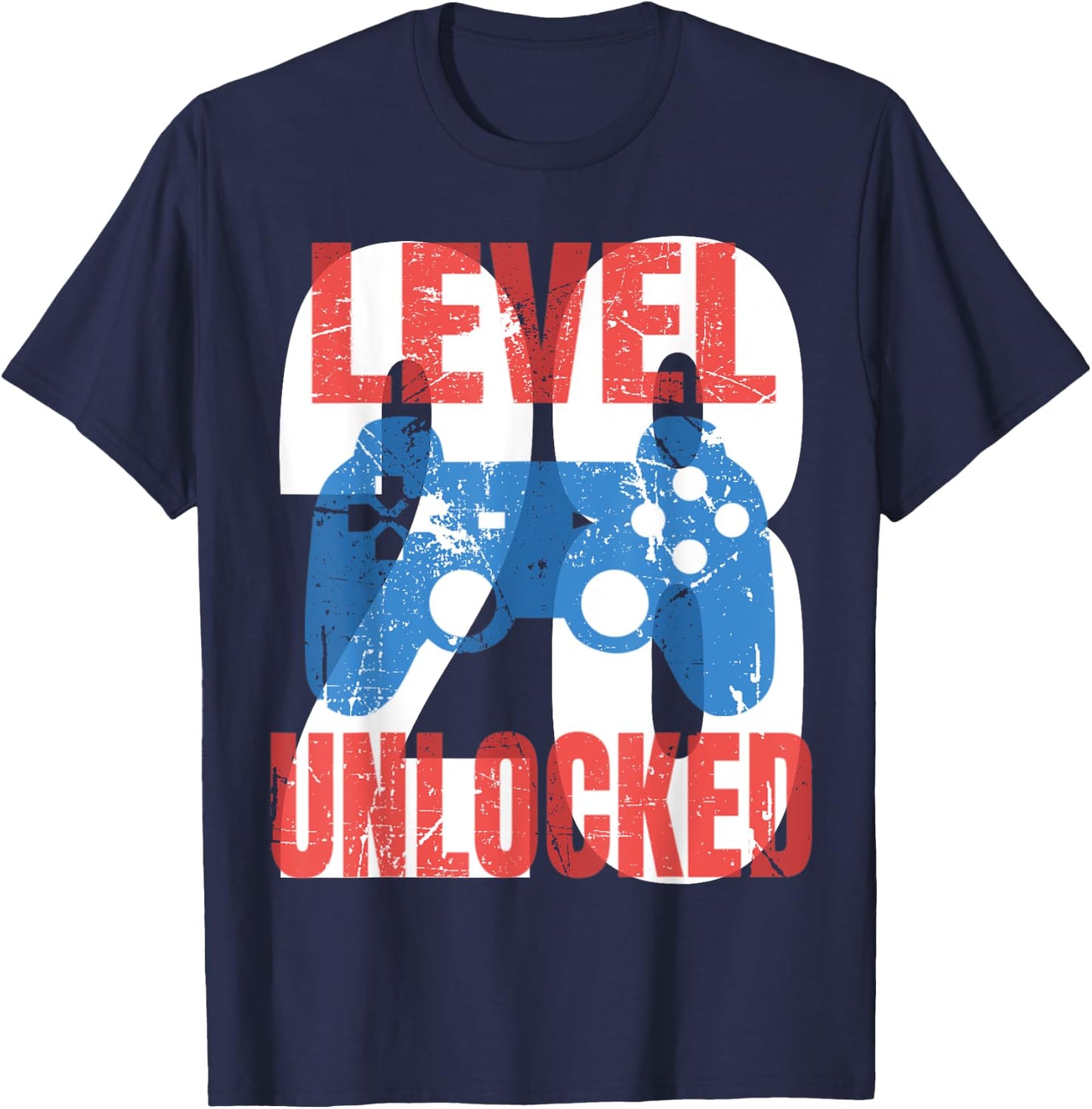 Cute Video Gamer 28th Birthday Gift Level 28 Unlocked T-Shirt - T-Shirt | Navy
