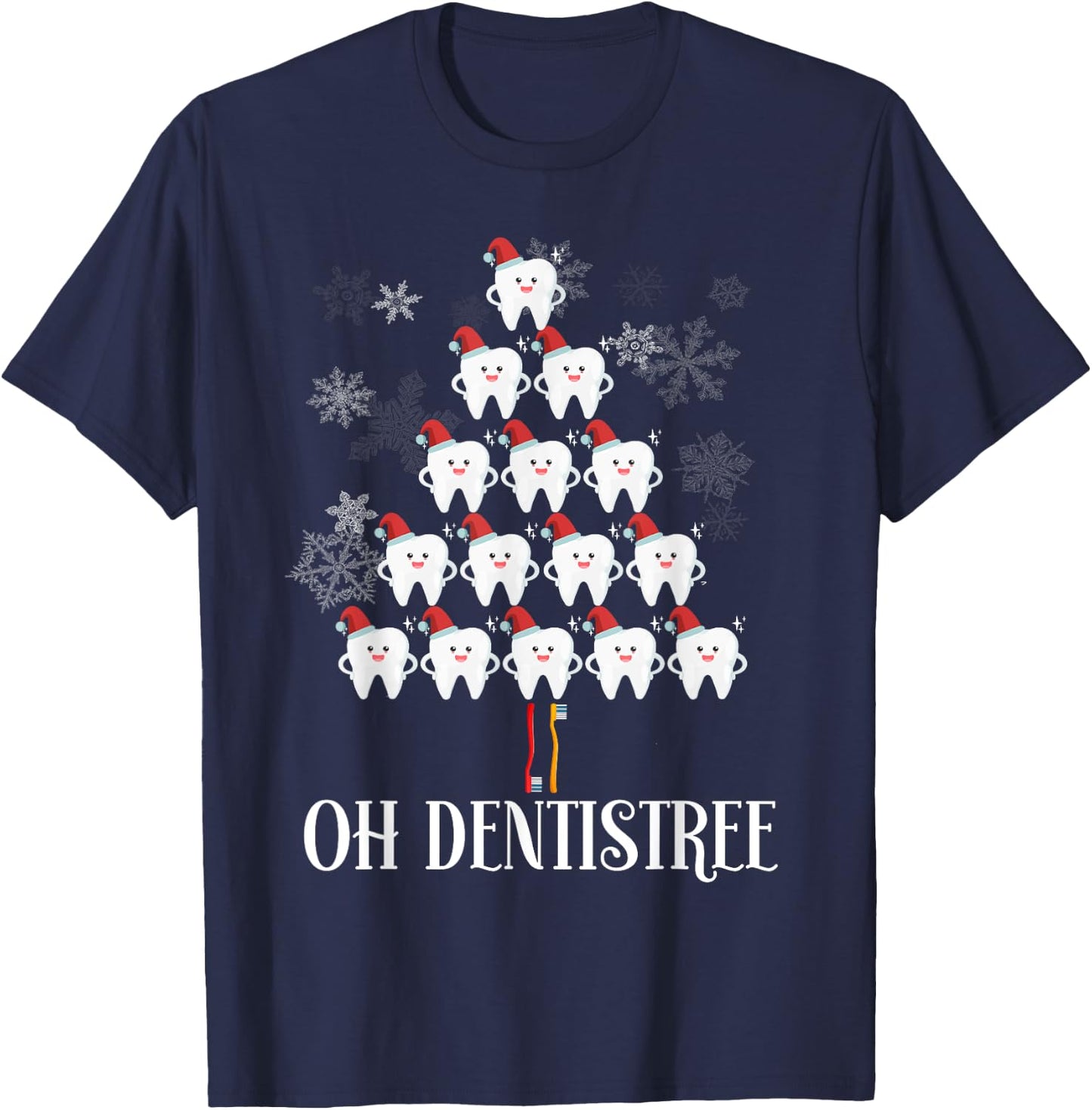 Oh Dentistree - Funny Christmas Tree Dental Hygiene Xmas T-Shirt - T-Shirt | Navy