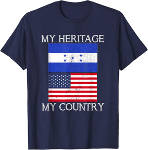 My Heritage My Country Honduran American T-Shirt - T-Shirt | Navy