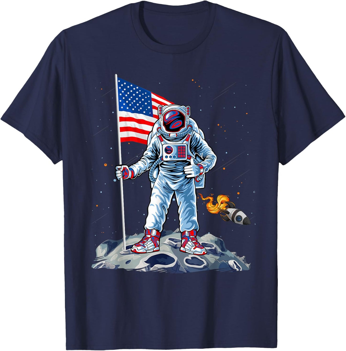 Funny Astronaut American Flag Indepedence Day July 4th Boys T-Shirt - T-Shirt | Navy