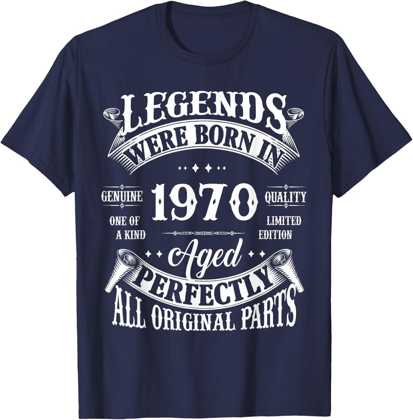 55th Birthday Vintage Legends Born in 1970 55 Years Old T-Shirt - T-Shirt | Navy