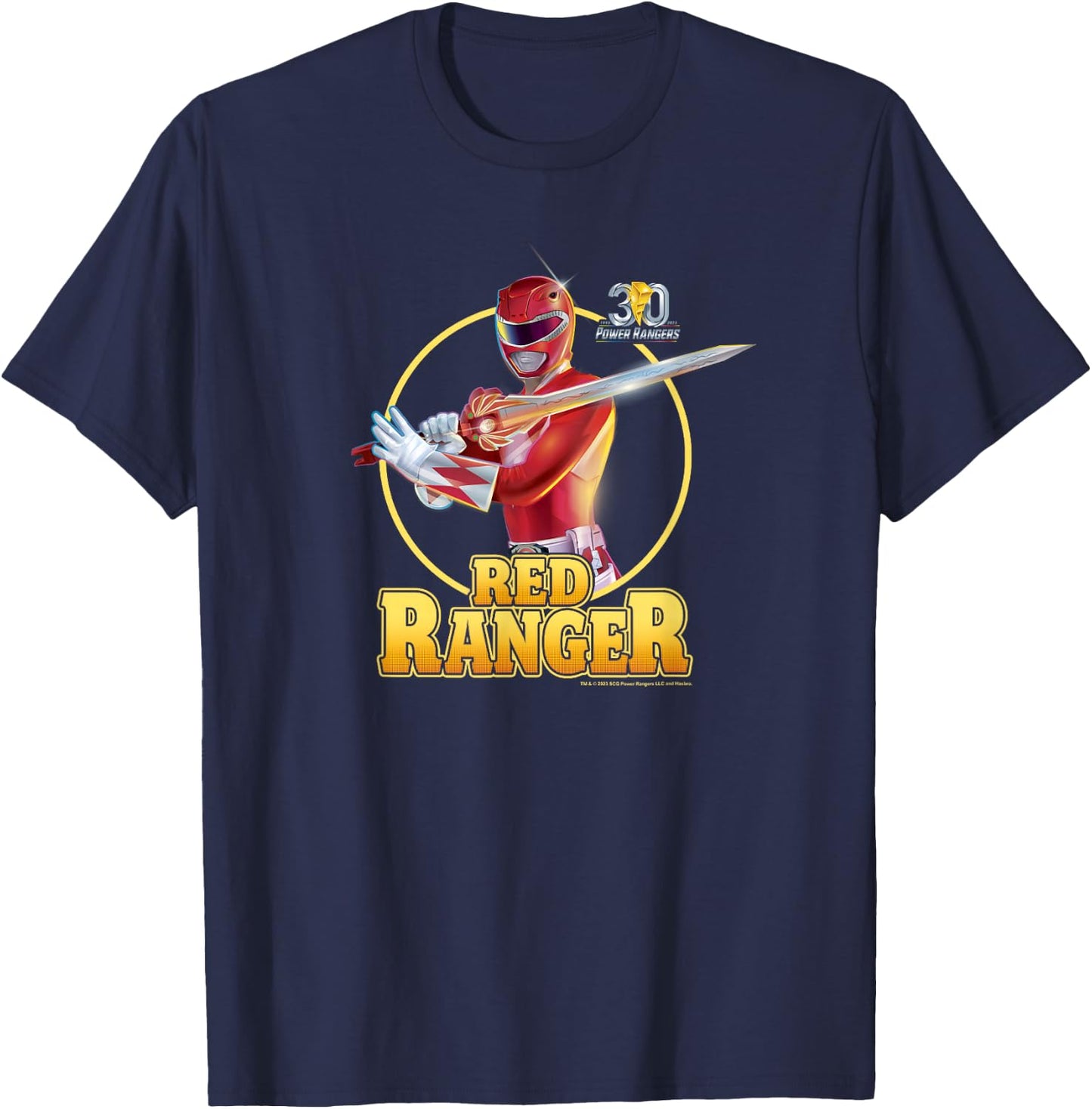 Power Rangers 30th Anniversary Red Ranger Vintage Portrait T-Shirt - T-Shirt | Navy