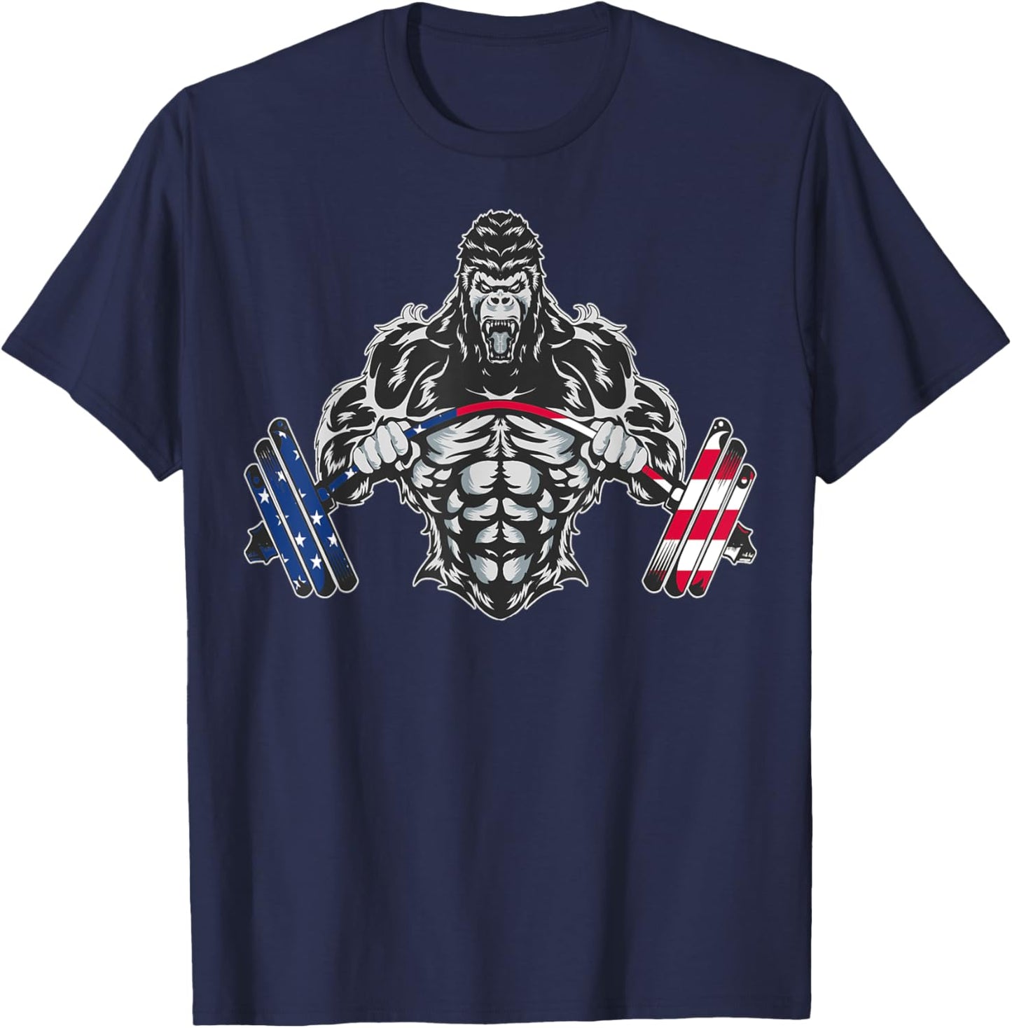 Bodybuilding Gorilla Gym USA Fitness T-Shirt - T-Shirt | Navy