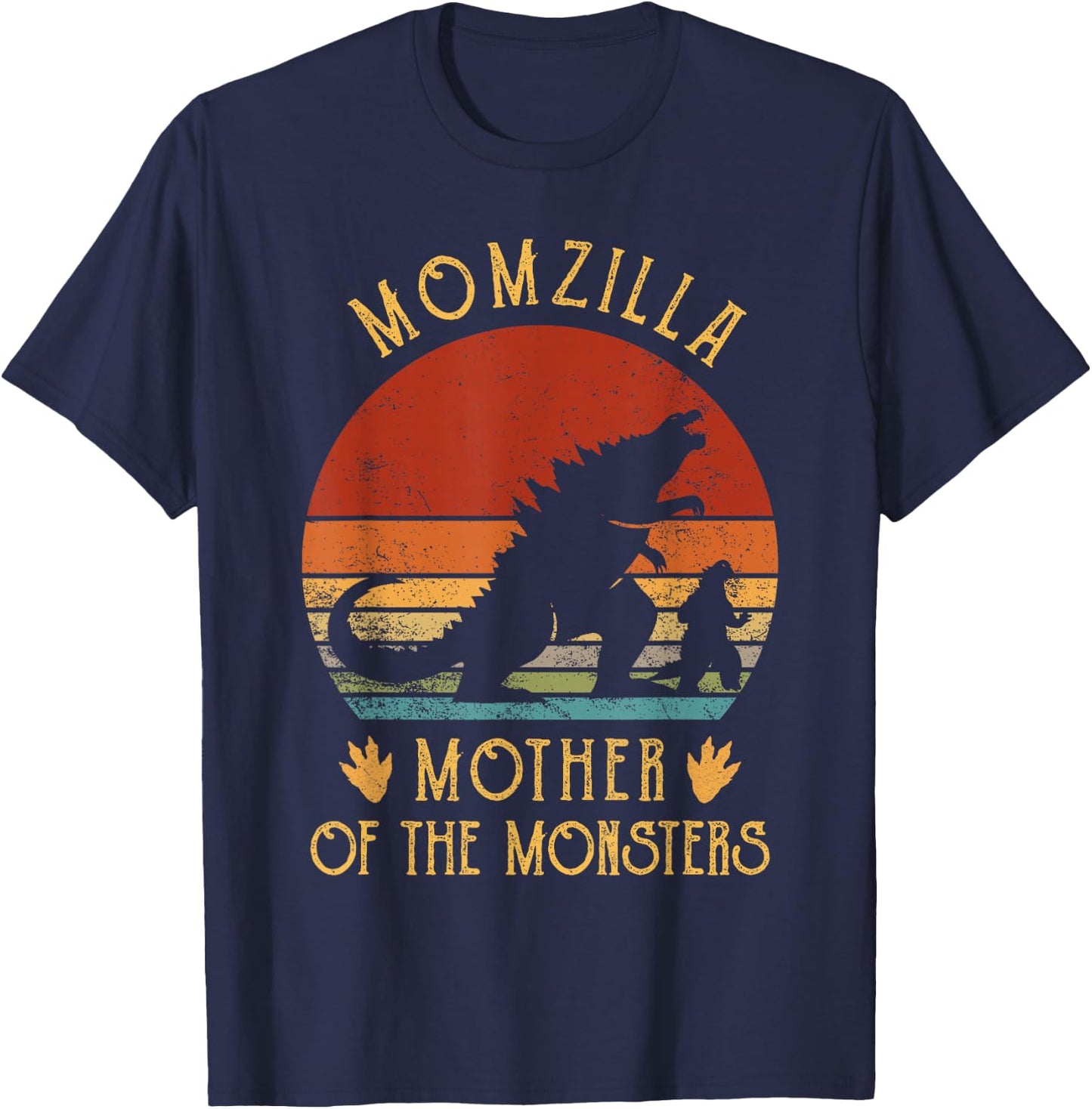 Women Momzilla Mother Of Monsters Vintage Mom Mothers Day T-Shirt - T-Shirt | Navy