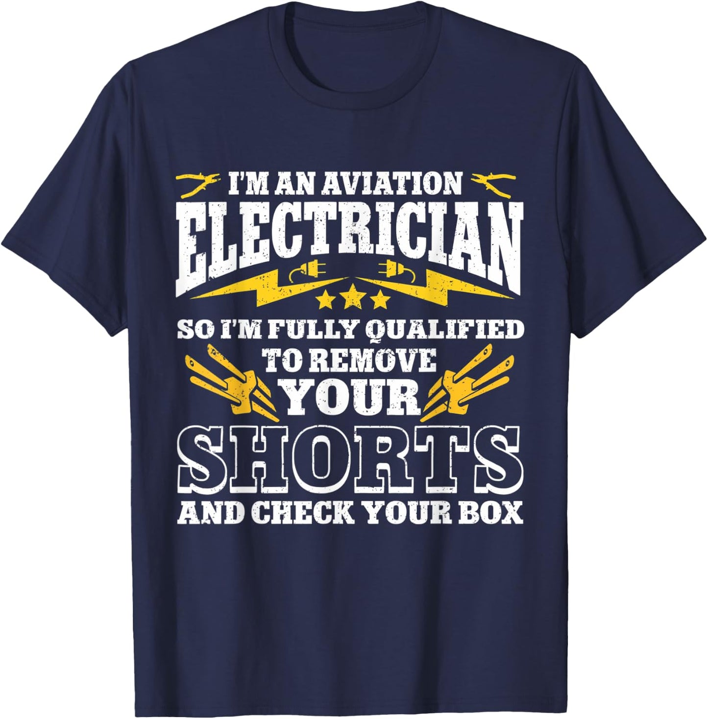 Lineman Electricion Aviation Electrician T-Shirt - T-Shirt | Navy