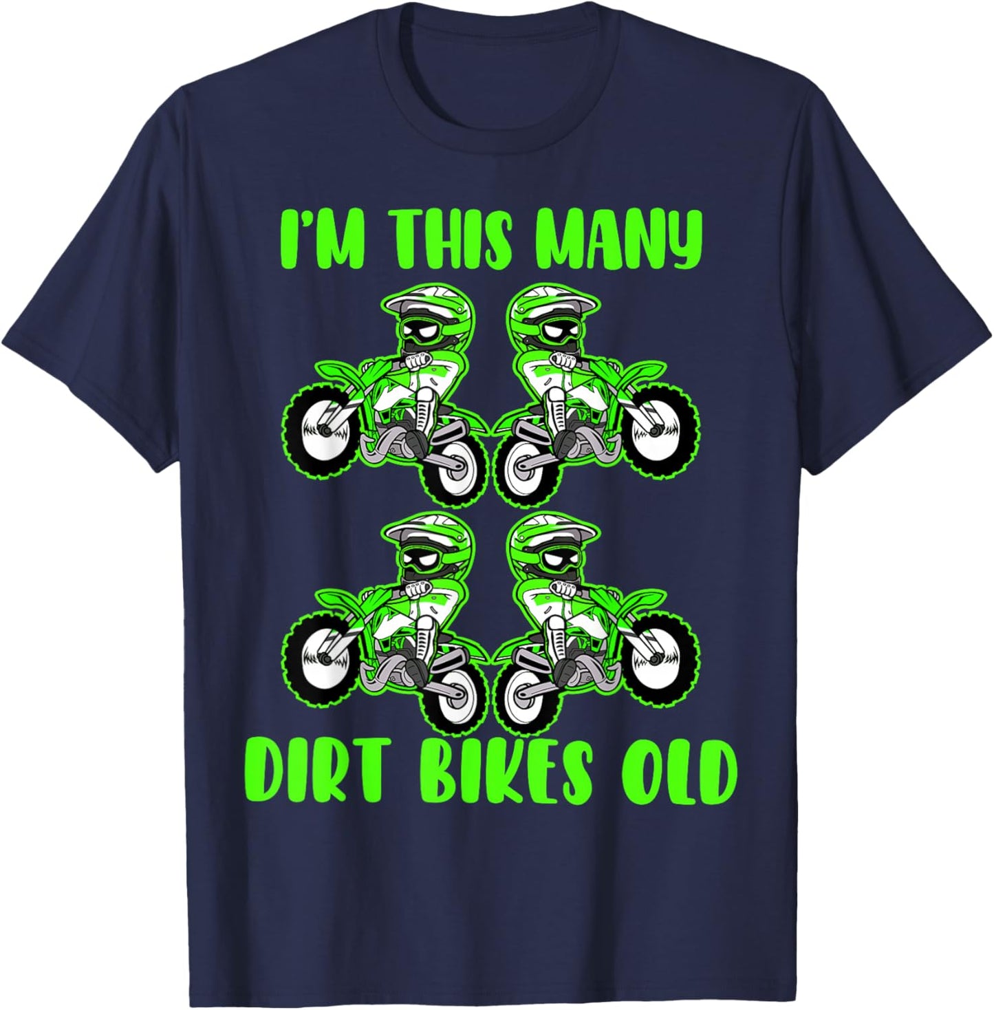 I'm This Many Dirt Bikes 4 Year Old 4th Birthday Motocross T-Shirt - T-Shirt | Navy