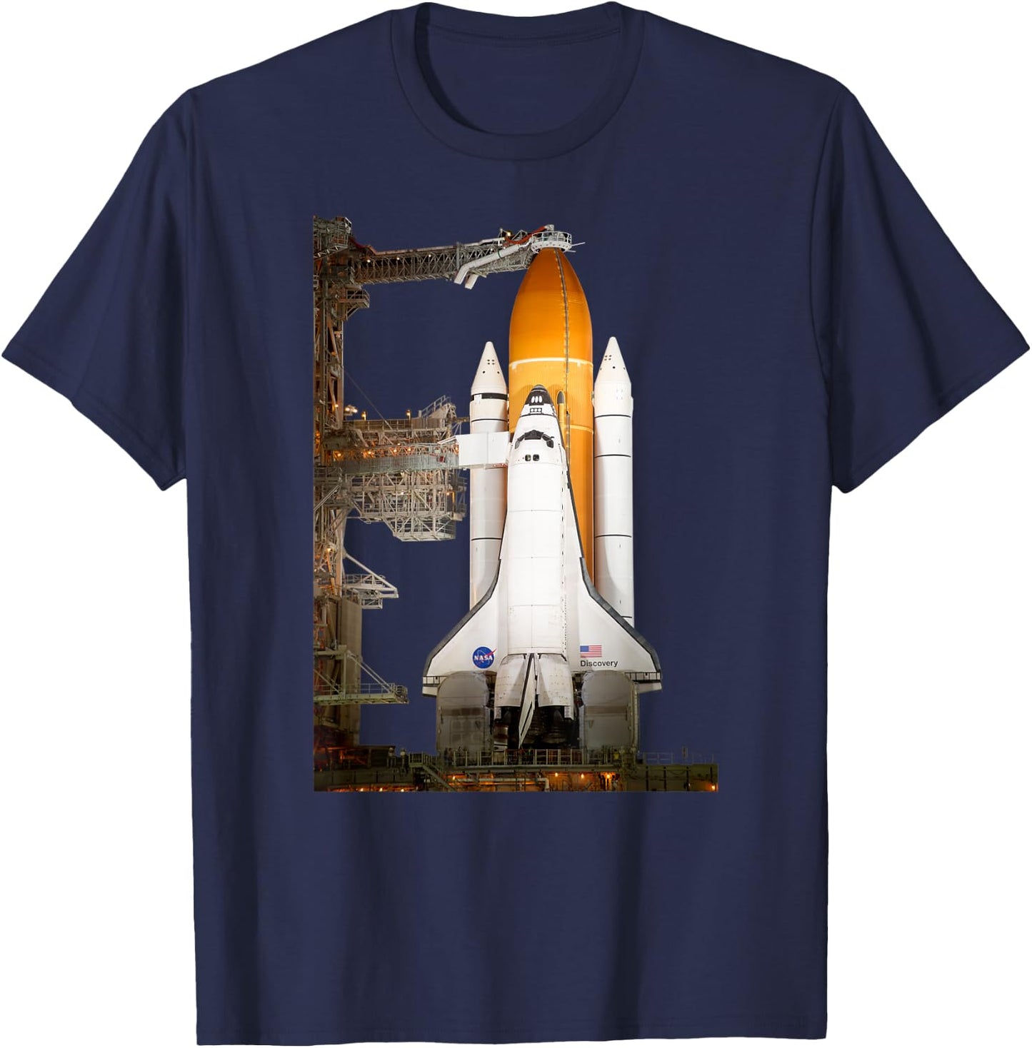 Space Shuttle Discovery Launch Pad Space Explorer T-Shirt - T-Shirt | Navy