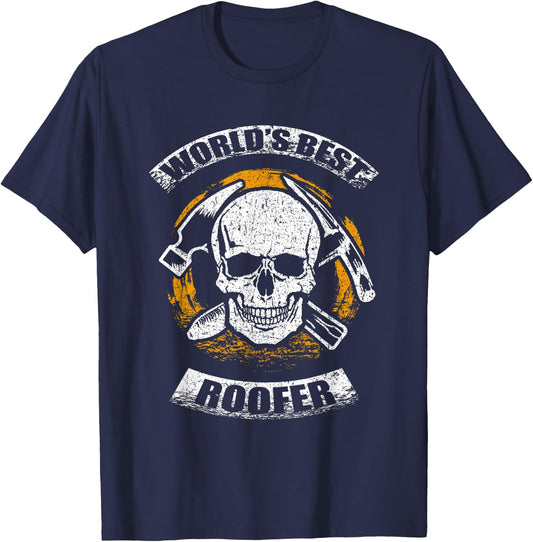 Skull Roofing Tools World's Best Roofer T-Shirt - T-Shirt | Navy