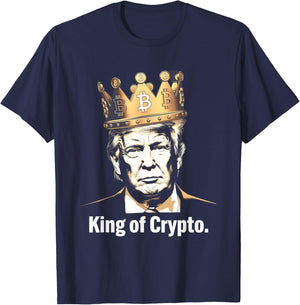 King of Crypto Crown Bitcoin Crypto President T-Shirt - T-Shirt | Navy