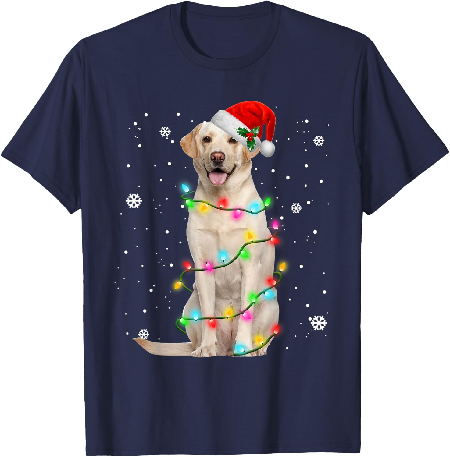 Labrador Retriever Dogs Tree Christmas Sweater Xmas Pet Dogs T-Shirt - T-Shirt | Navy