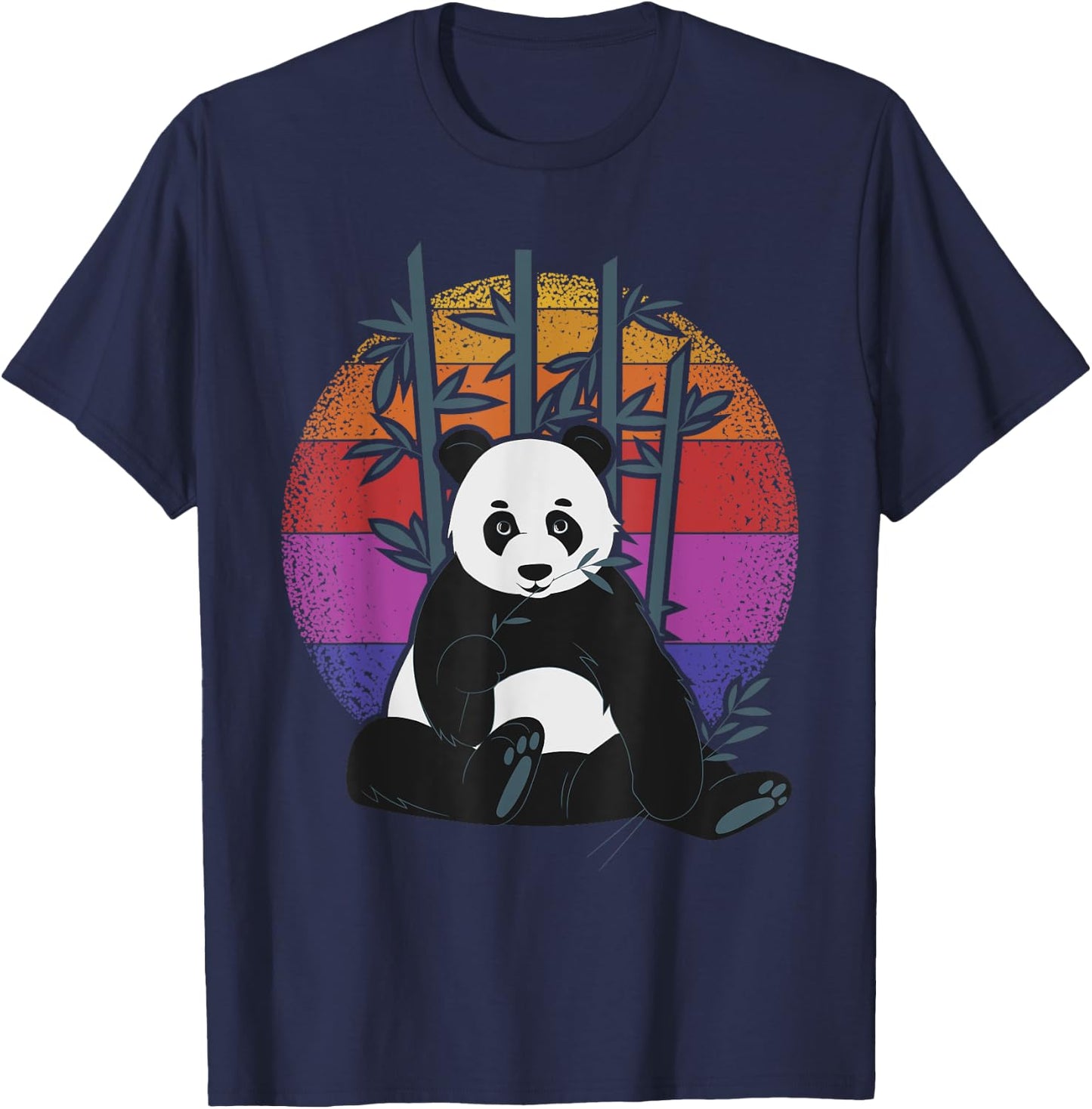 Retro Cute Eating Panda T-Shirt - T-Shirt | Navy