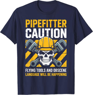 Flying Tools Pipefitting Handyman Plumbing Pipefitter T-Shirt - T-Shirt | Navy