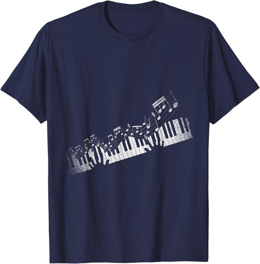Sheet Music Piano Lovers Pianist Piano T-Shirt - T-Shirt | Navy