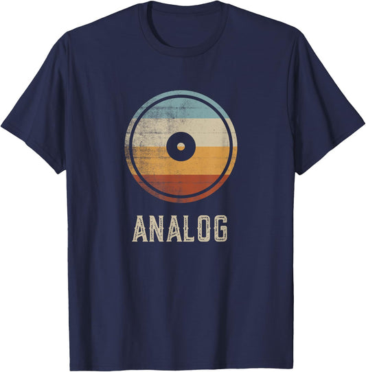 Analog Vinyl Retro Music Lover Vintage Record Audiophile T-Shirt - T-Shirt | Navy