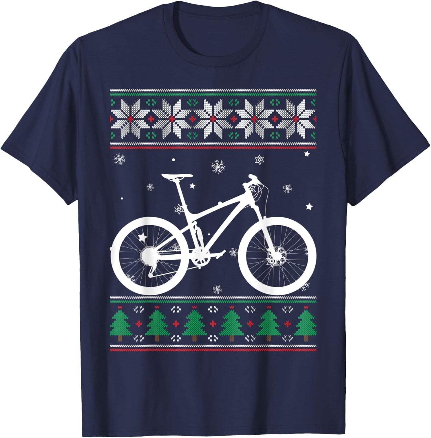 Road Biker Mountain Biking Lover MTB Cyclist Ugly Christmas T-Shirt - T-Shirt | Navy