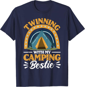 Friends Twinning With My Camping Bestie Spirit Week Girls T-Shirt - T-Shirt | Navy