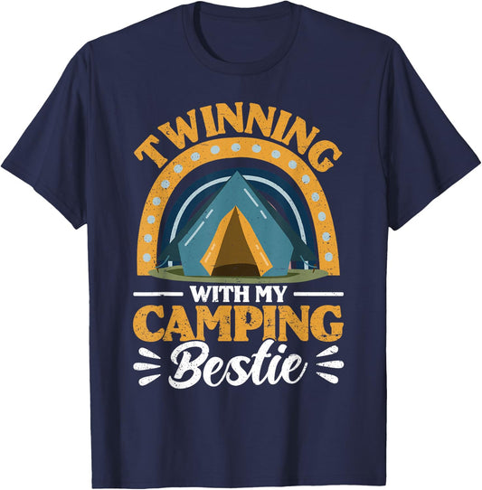 Friends Twinning With My Camping Bestie Spirit Week Girls T-Shirt - T-Shirt | Navy