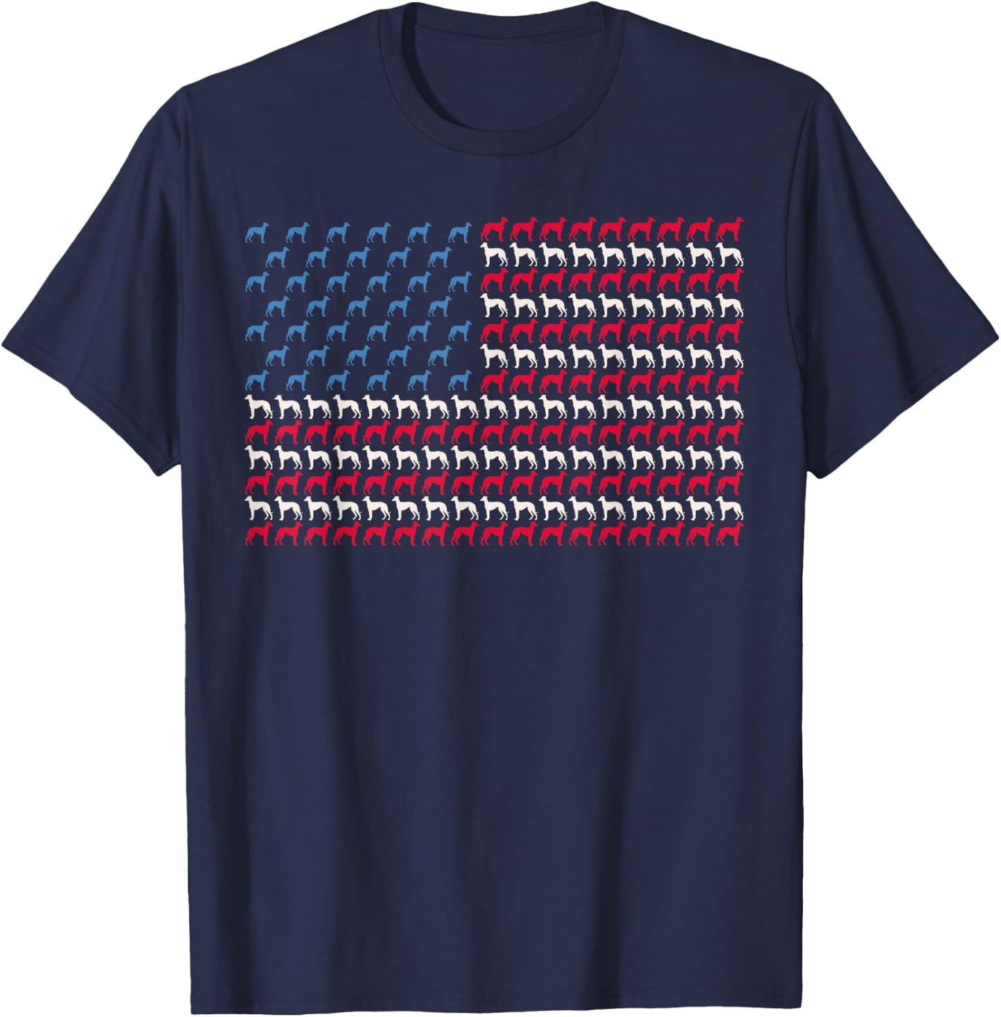 Greyhound American Flag Dog US 4th Of July Racer USA Gift Women Girls Kids Men T-Shirt - T-Shirt | Navy