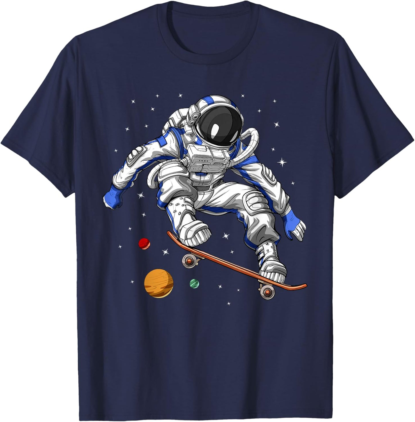 Space Astronaut Skater Skateboarder Skateboarding T-Shirt - T-Shirt | Navy