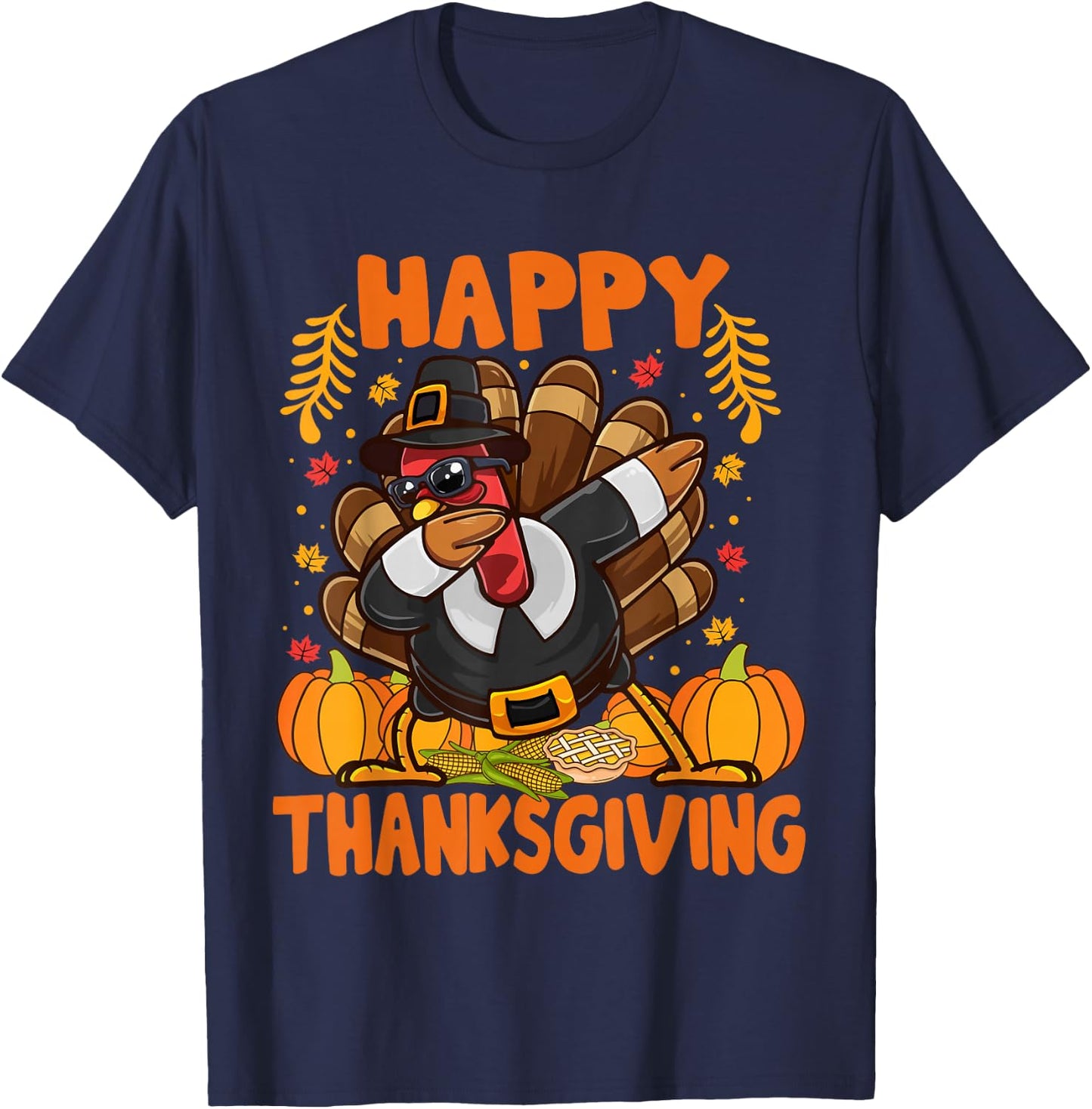Happy Thanksgiving Dabbing Turkey Day Men Women Kids T-Shirt - T-Shirt | Navy