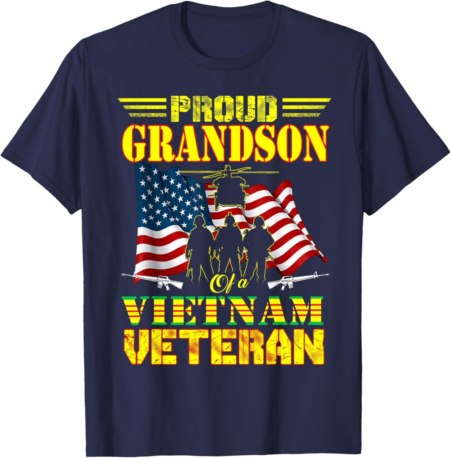 Proud Grandson Of A Vietnam Veteran Military Family T-Shirt - T-Shirt | Navy