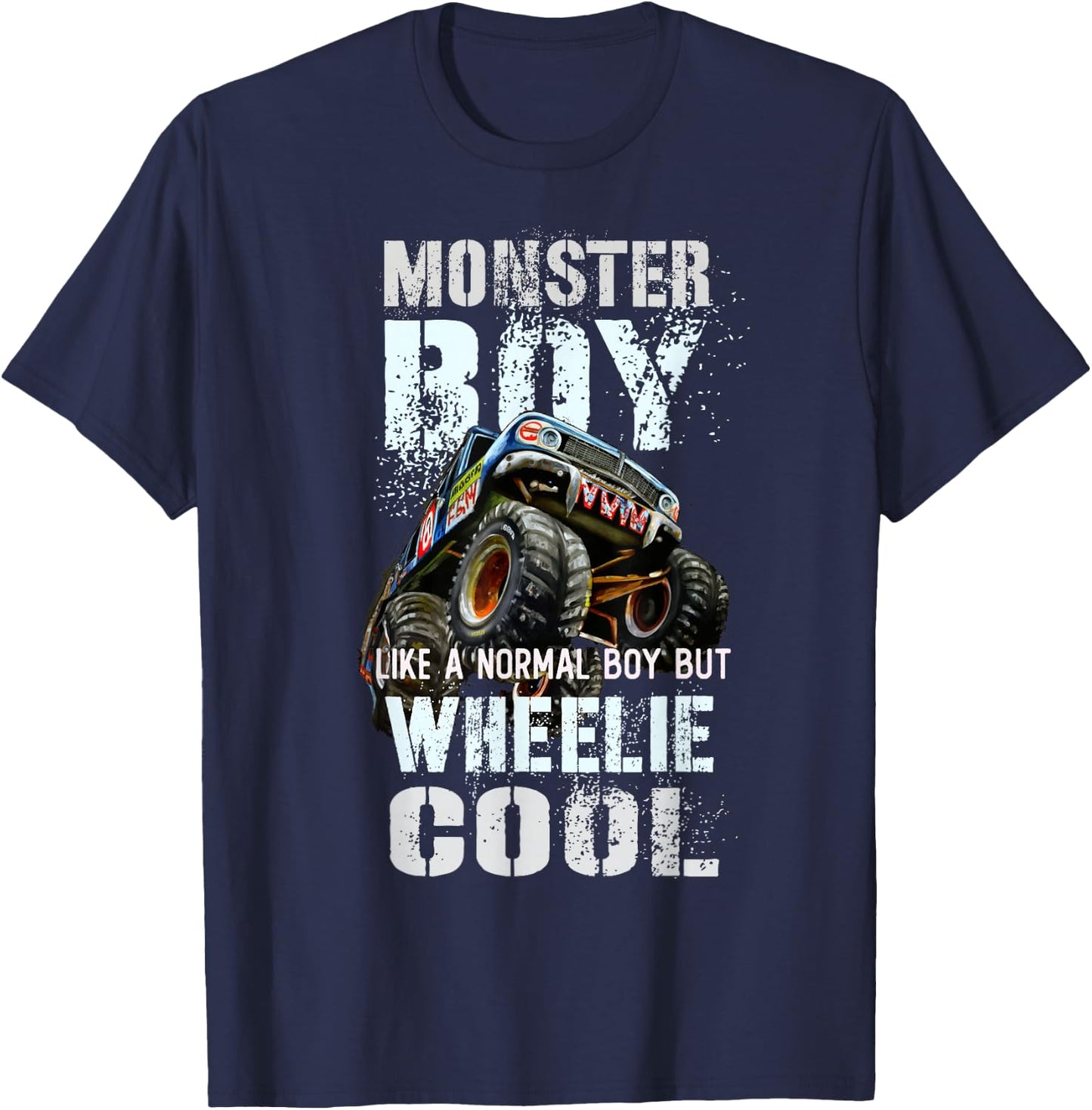 Vintage MONSTER BOY Family Birthday Bruh My Wheelie Cool Guy T-Shirt - T-Shirt | Navy