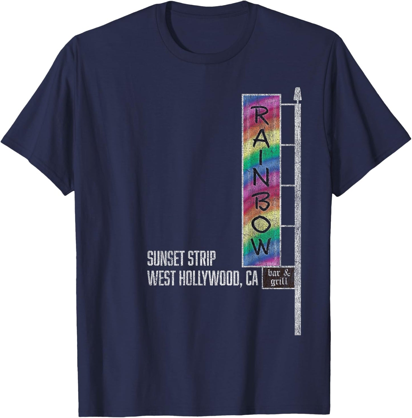 Glam Rock Legends - Rainbow Bar and Grill T-Shirt - T-Shirt | Navy