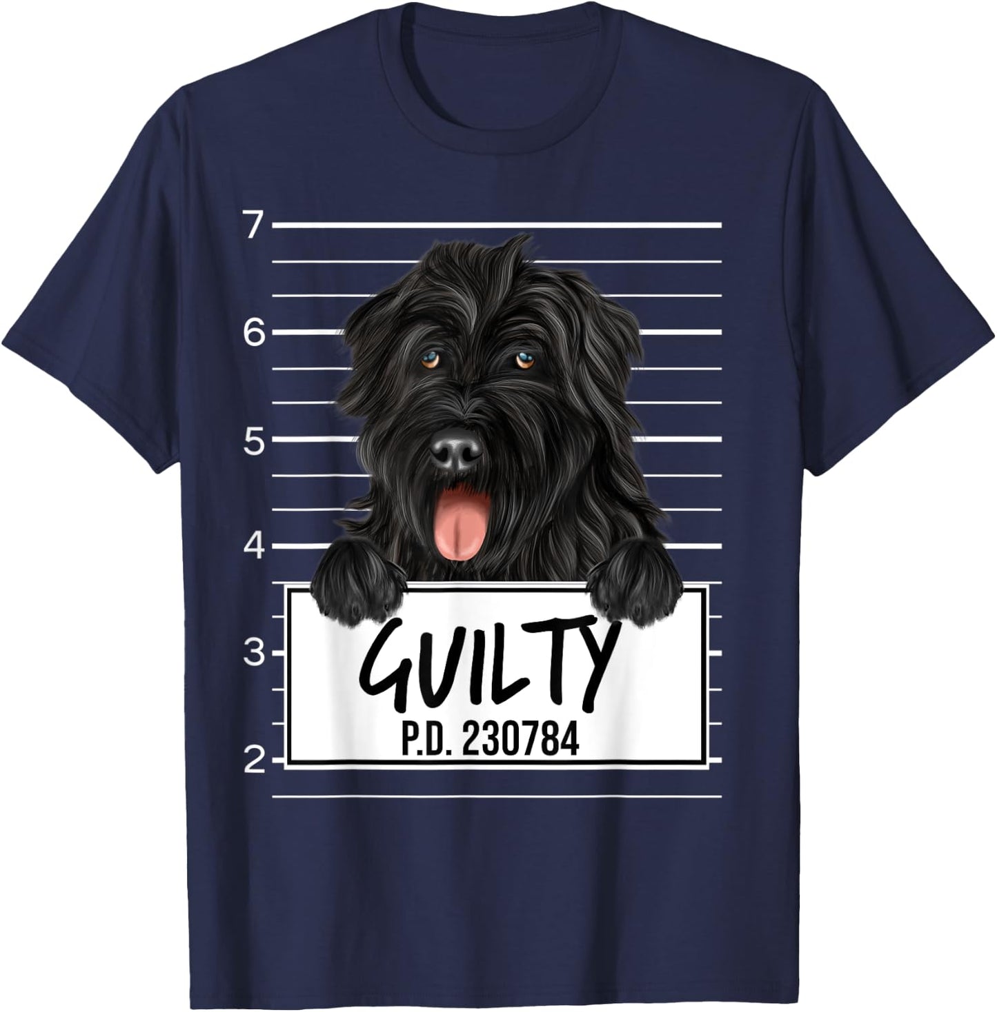 Funny Bouvier des Flandres Mugshot Guilty Dog T-Shirt - T-Shirt | Navy