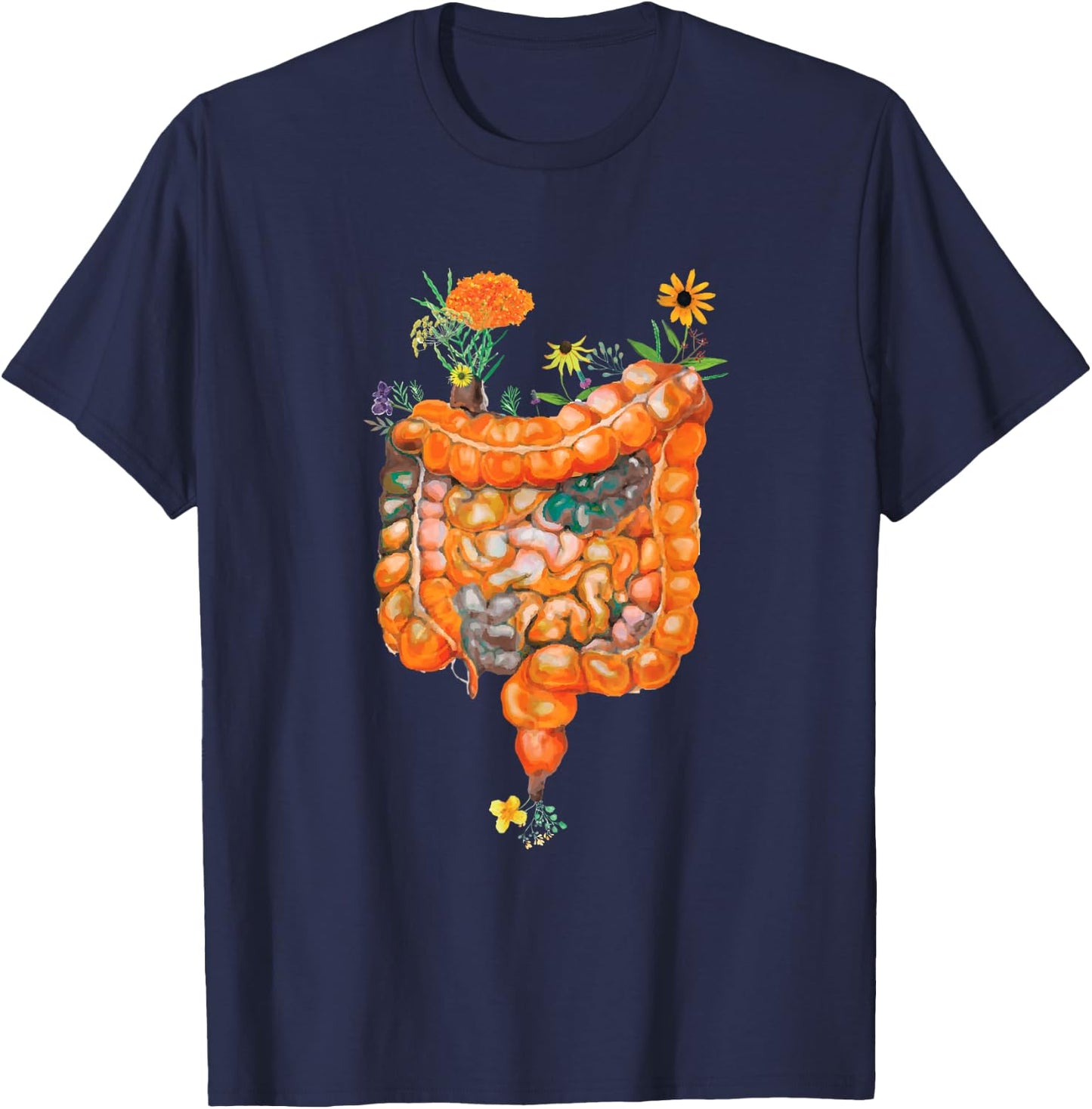 Funny Healthy Gut Flower and Intestines T-Shirt - T-Shirt | Navy