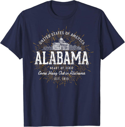 Alabama Vintage Retro State of Alabama T-Shirt - T-Shirt | Navy