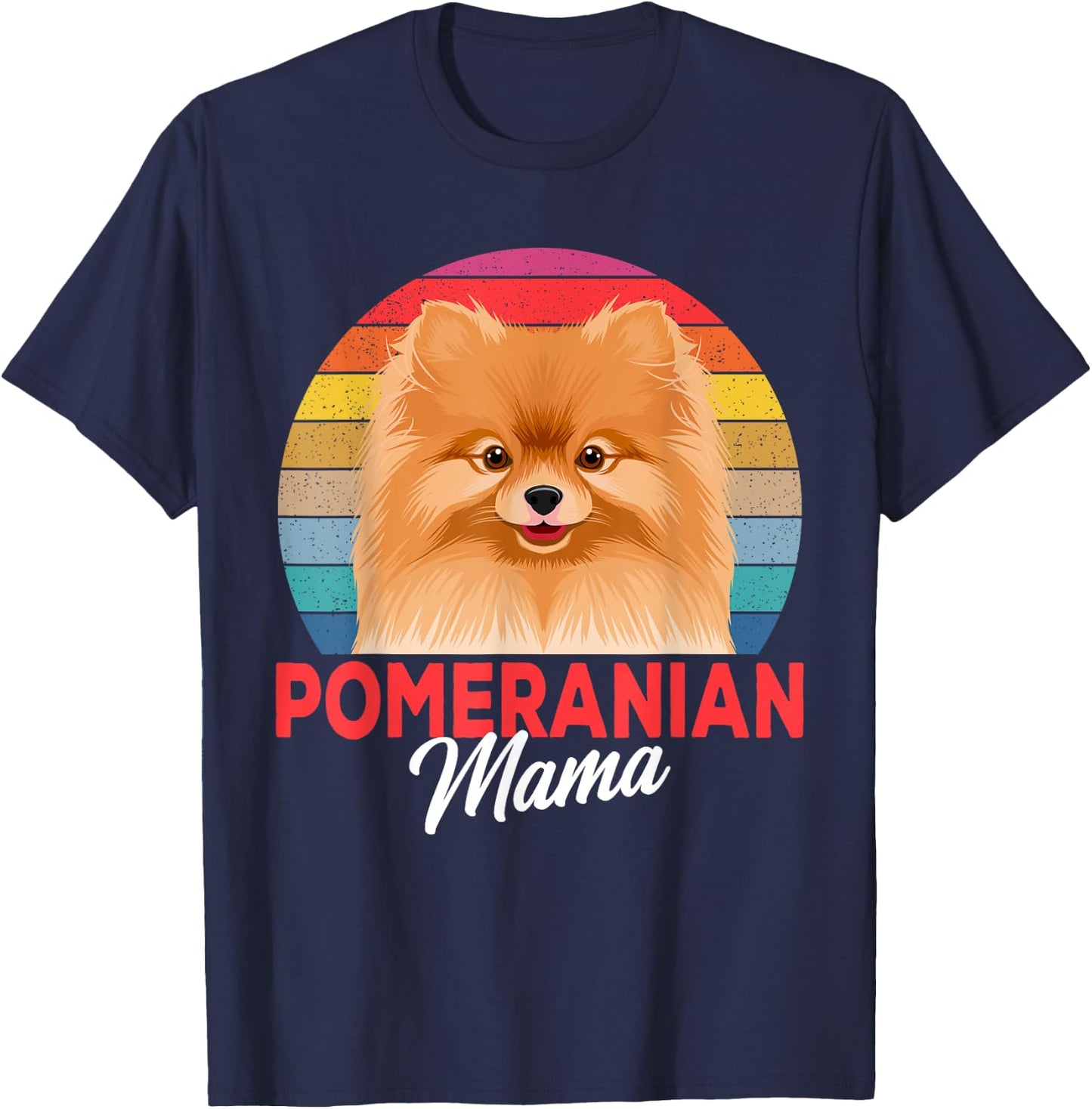 Pomeranian Mama Pom Dog Mom T-Shirt - T-Shirt | Navy