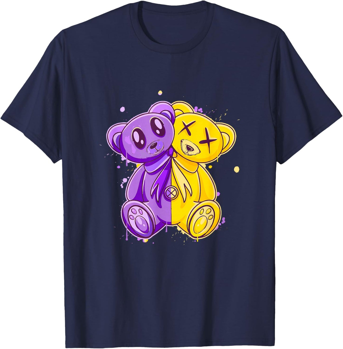Purple and Golds Evil Twin-gold & Purple Color Graphic T-Shirt - T-Shirt | Navy
