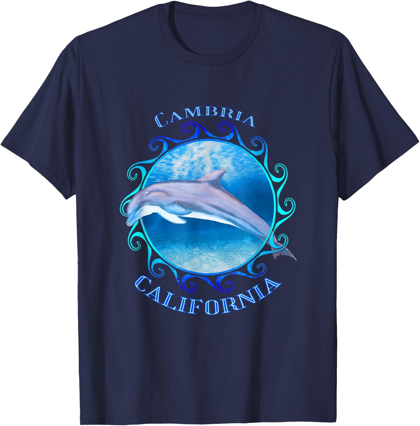 Cambria California Vacation Souvenir Dolphin T-Shirt - T-Shirt | Navy