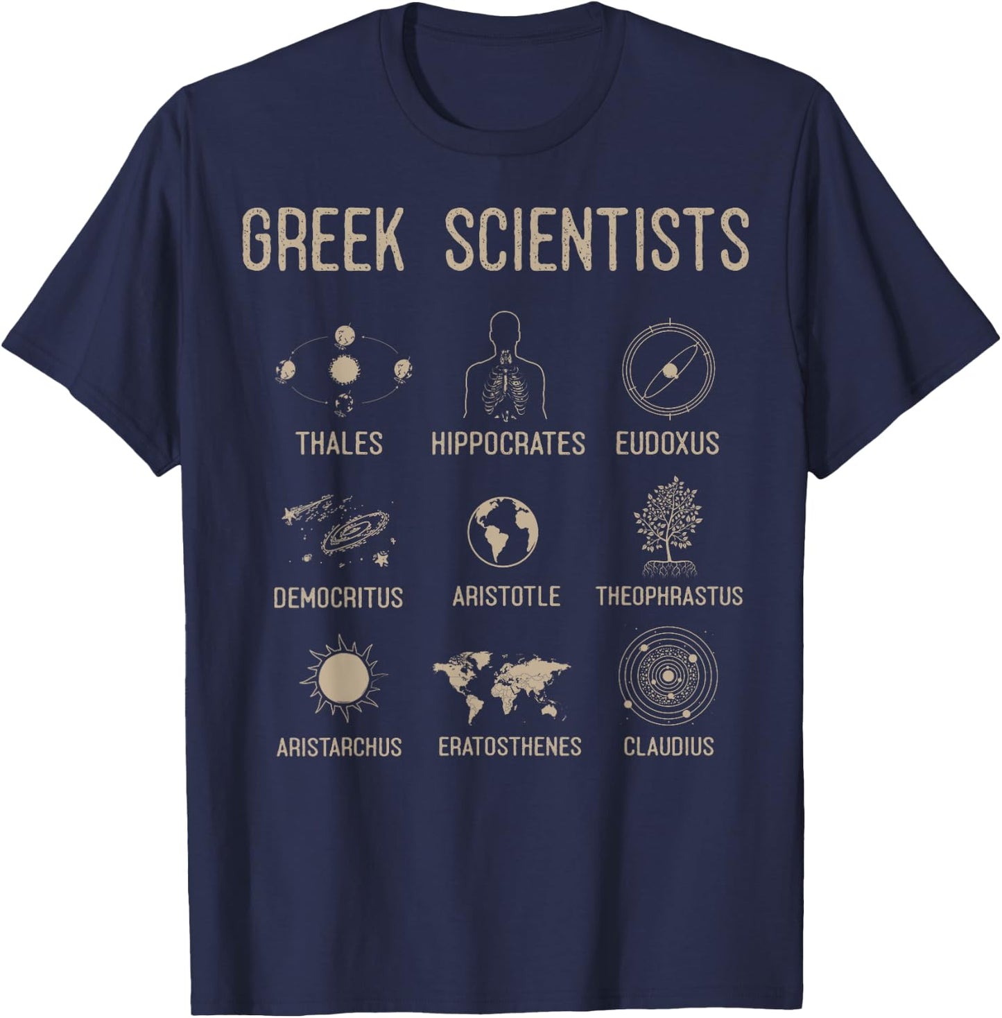 Greek Scientist Shirt, Aristotle & Thales Science T-Shirt - T-Shirt | Navy