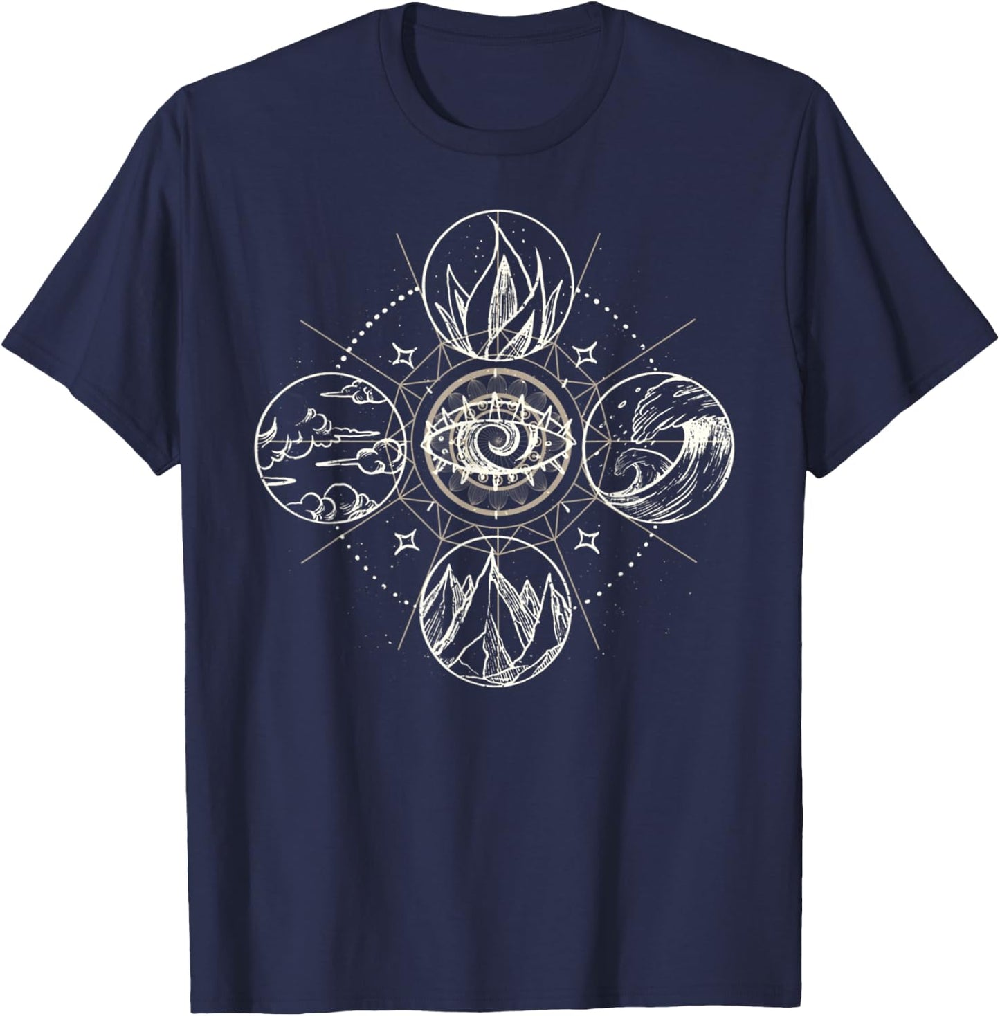 Four Elements Wind Earth Fire Water Nature T-Shirt - T-Shirt | Navy