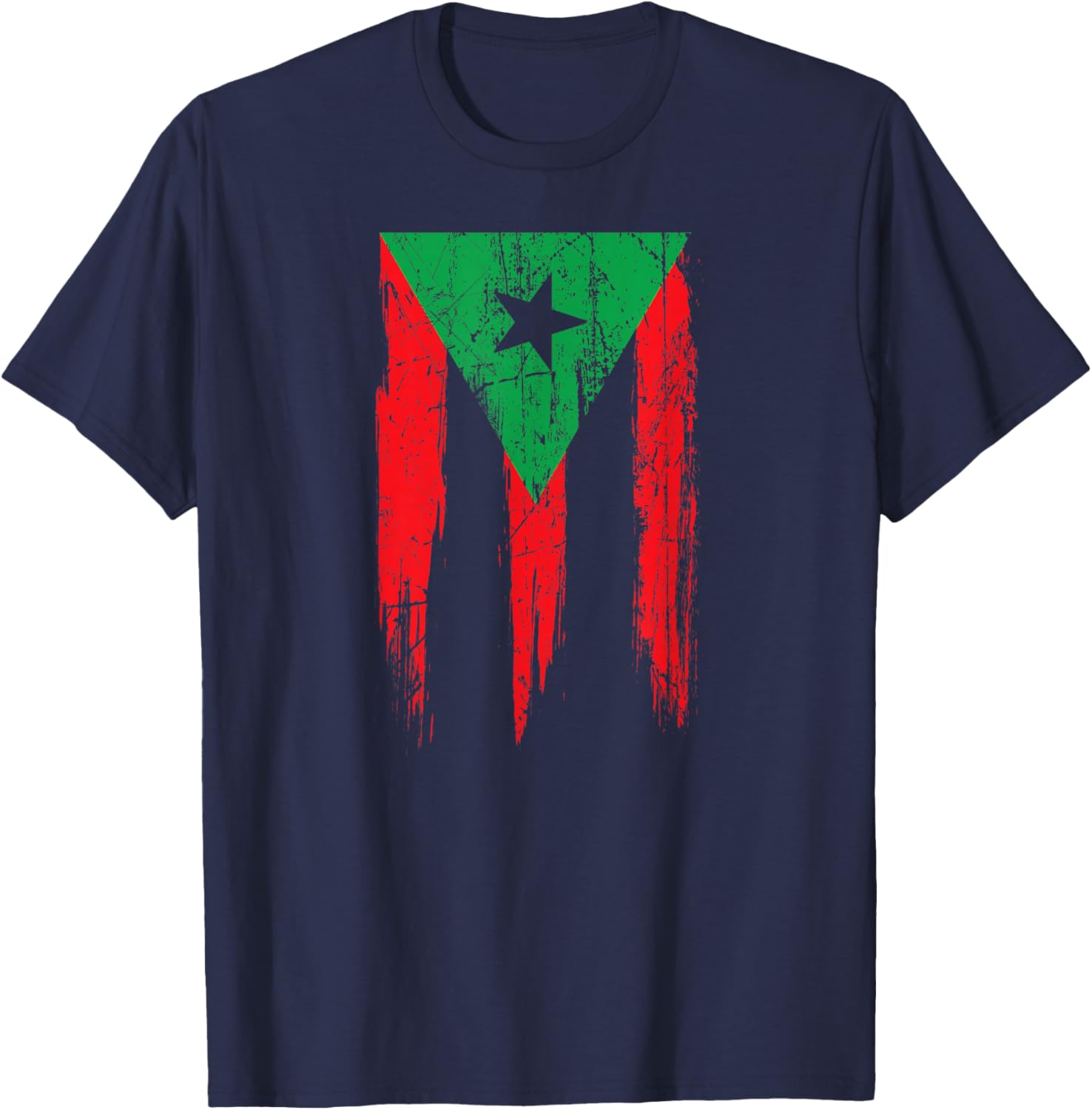 Distressed Afro Latino Flag Afro Boricua Puerto Rico African T-Shirt - T-Shirt | Navy