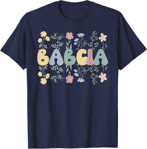 Groovy Babcia Grandmother Flowers Babcia Grandma T-Shirt - T-Shirt | Navy