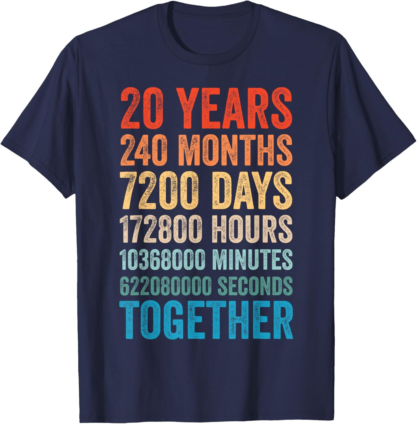 20 Year Anniversary Him Her Couple 20th Wedding Anniversary T-Shirt - T-Shirt | Navy