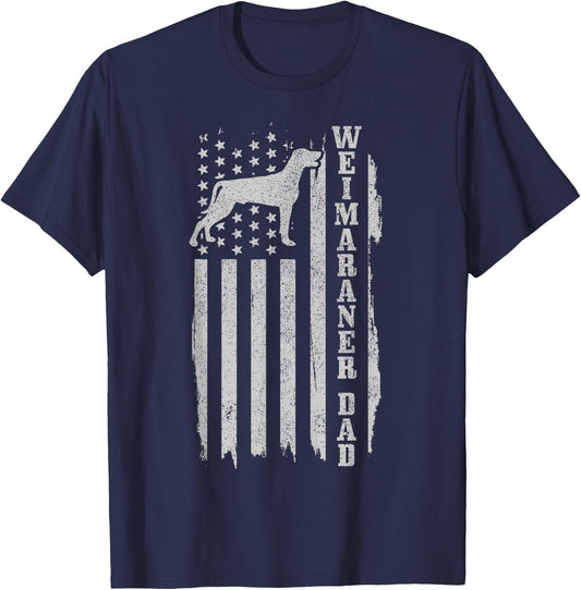 Weimaraner Dad US Flag Vintage Patriotic Dog T-Shirt - T-Shirt | Navy