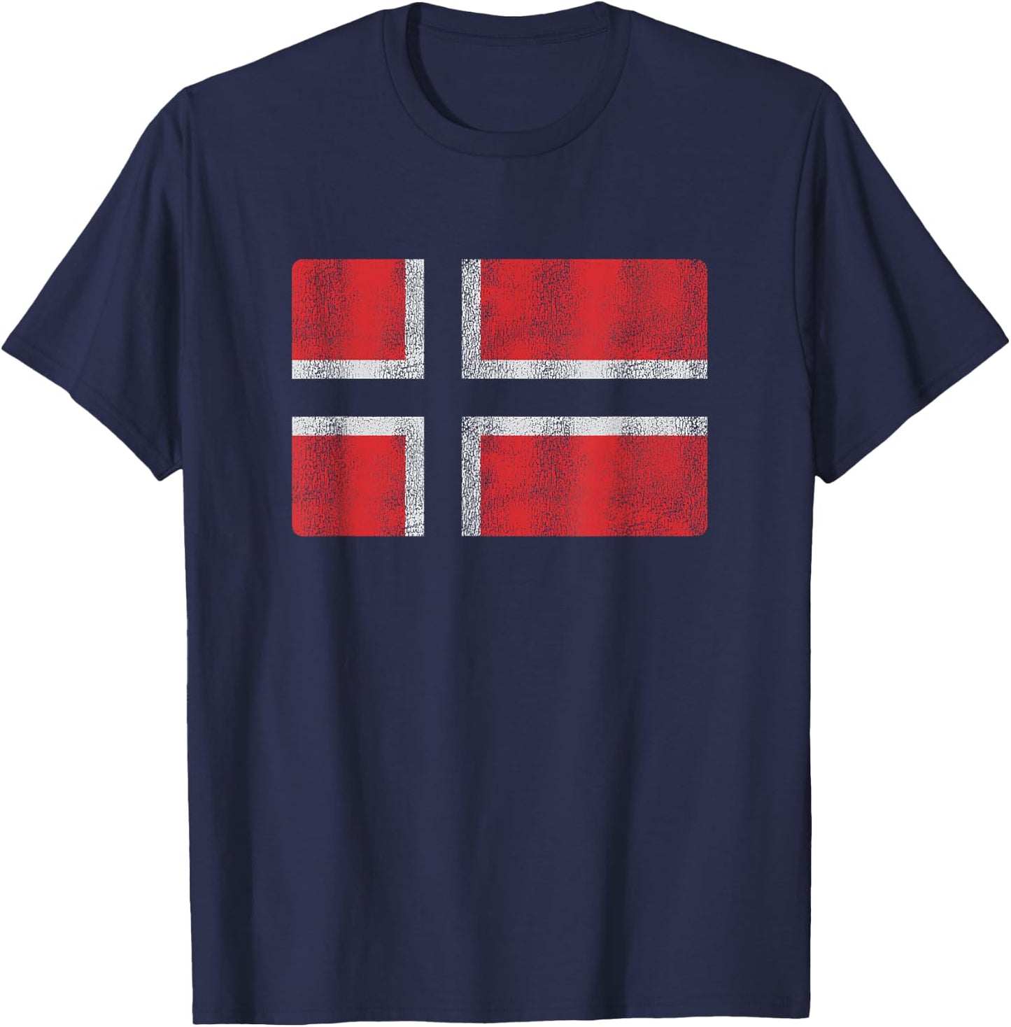 Vintage Norwegian Flag Retro Norway Souvenir Men Women Kids T-Shirt - T-Shirt | Navy