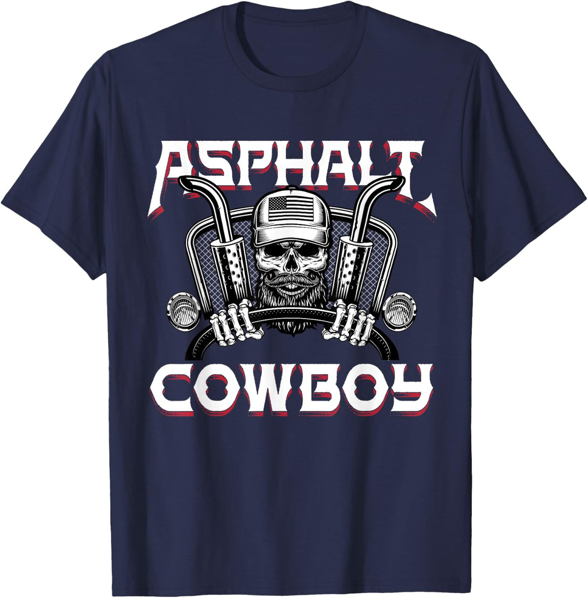 Asphalt Cowboy Funny Truck Driver Trucker Diesel Semi Gift T-Shirt - T-Shirt | Navy