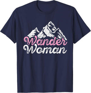 Wander Woman Mountain Camping Hiking Girls Outdoor Forest T-Shirt - T-Shirt | Navy