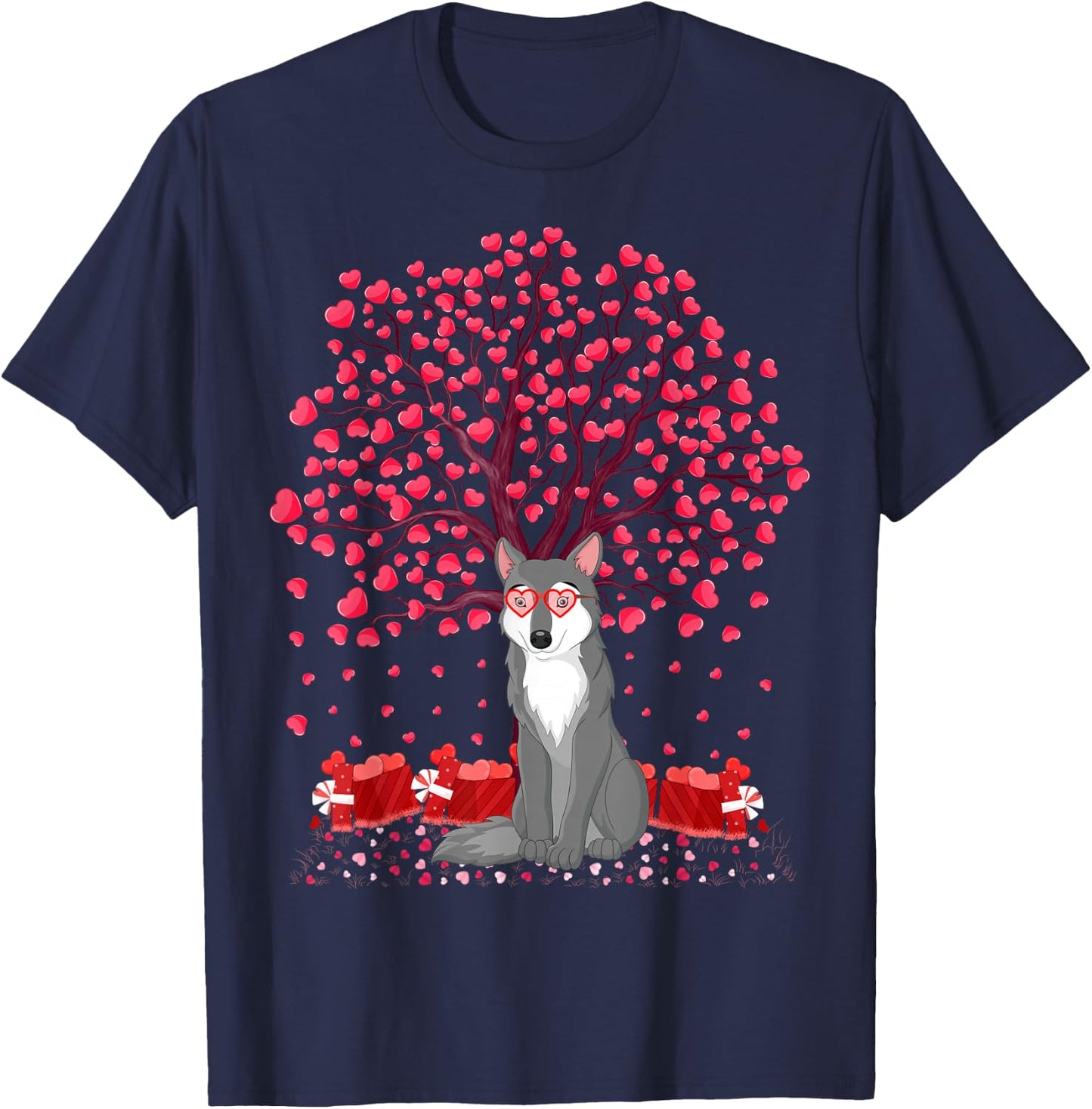 Funny Wolf Animal Lover Wolf Valentine's Day T-Shirt - T-Shirt | Navy