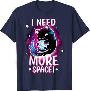 I Need More Space Astronaut Cat In Outer Space T-Shirt - T-Shirt | Navy