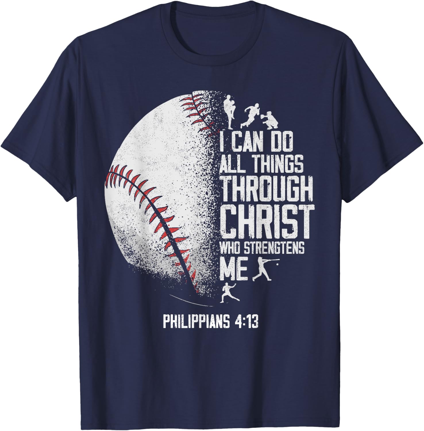 Baseball Fan Bible Quote Vintage I Can Do All The Things T-Shirt - T-Shirt | Navy