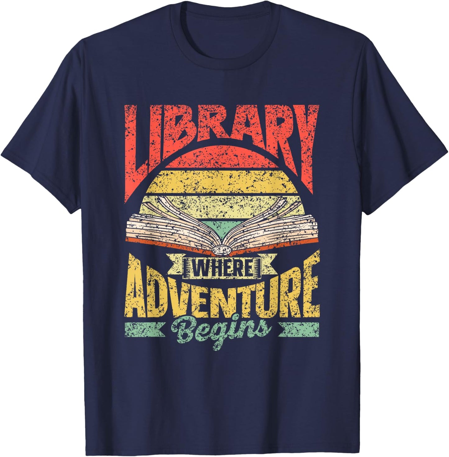 Bibliothek Wo Das Abenteuer Beginnt Books Library T-Shirt - T-Shirt | Navy