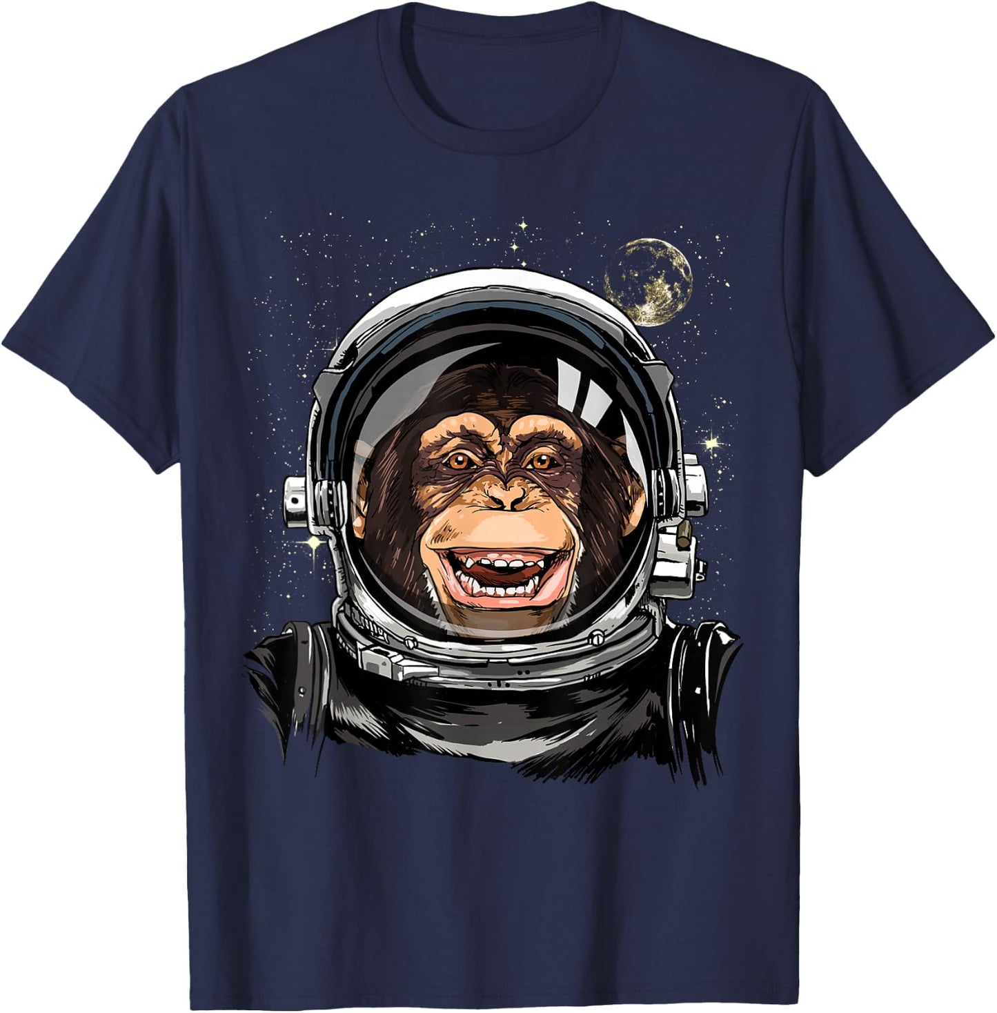 Monkey Astronaut Shirt Spaceman Galaxy Outer Space Lover T-Shirt - T-Shirt | Navy