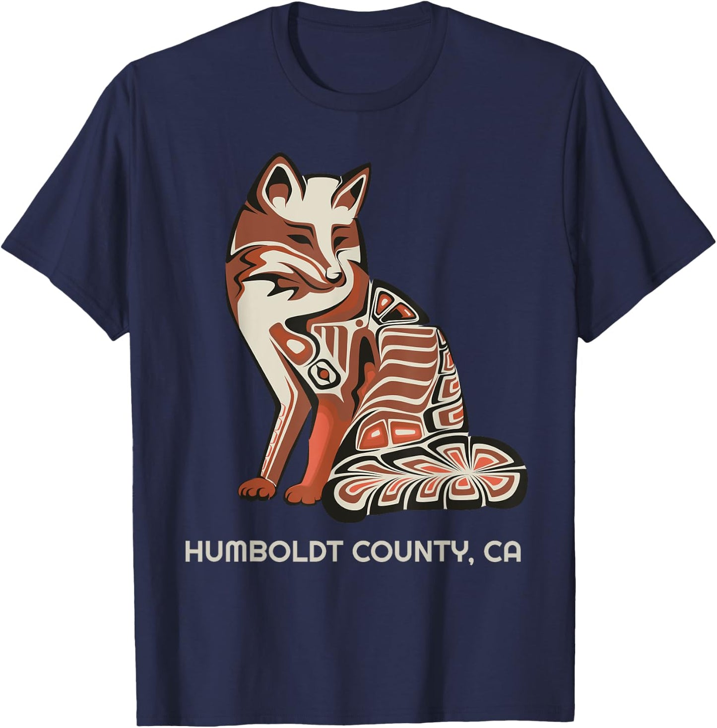 California Humboldt County Tribal Fox Native American T-Shirt - T-Shirt | Navy
