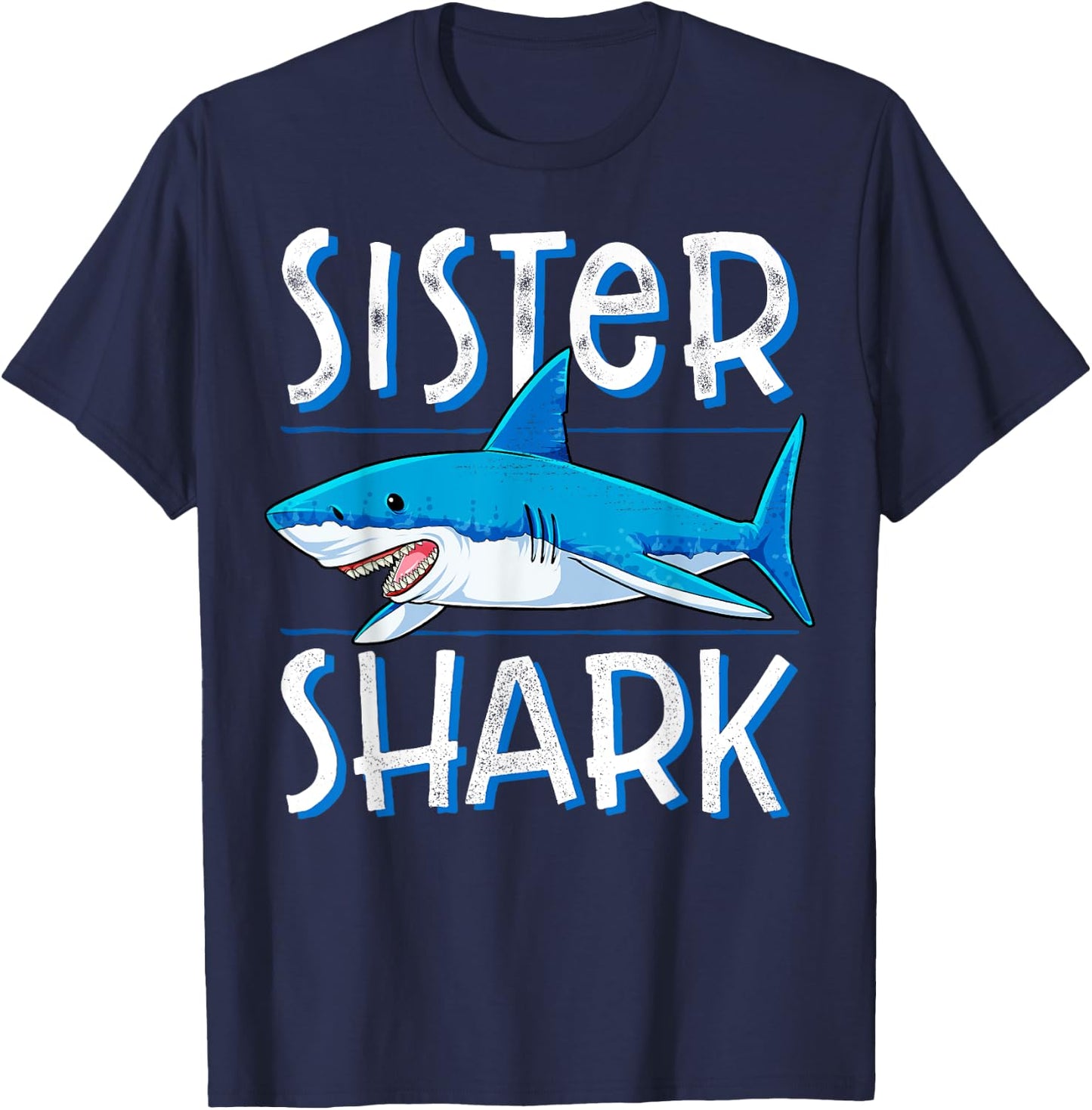 Sister Shark T Shirt Family Matching Women Girls Jawsome T-Shirt - T-Shirt | Navy