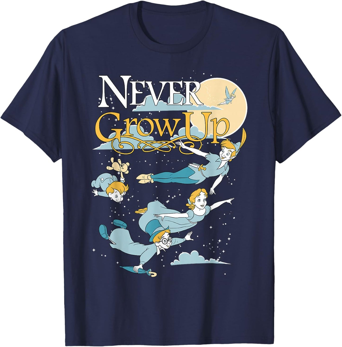 Disney Peter Pan Group Shot Never Grow Up Night Portrait T-Shirt - T-Shirt | Navy